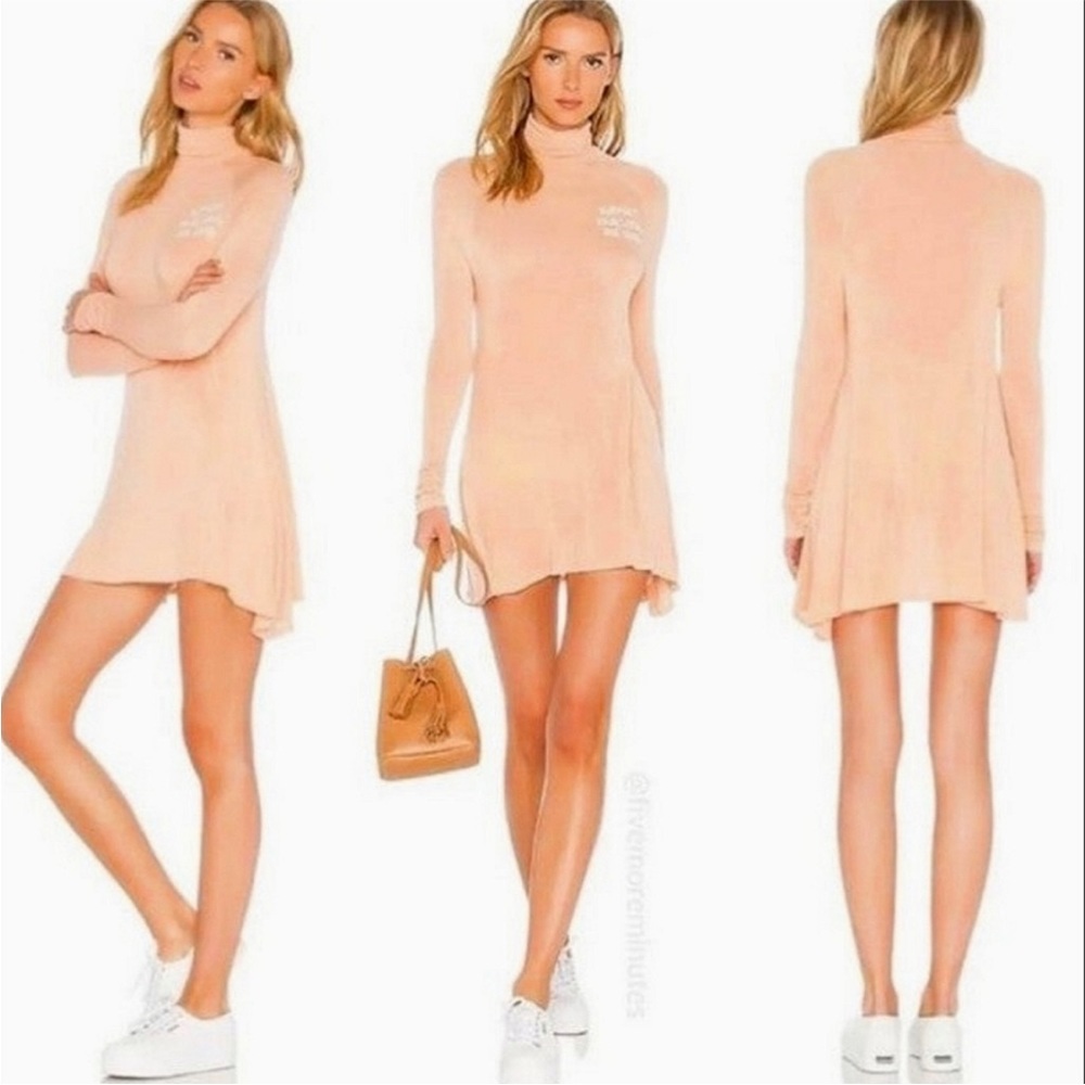 NWT REVOLVE Daydream Nation Girl Gang Turtleneck Dress Coral & White MSRP $120